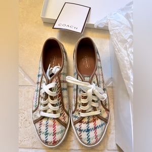 Coach Dee Knit Colorful Plaid Sneaker size 8